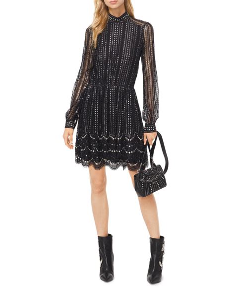 michael kors black embroidered eyelet dress|MICHAEL Michael Kors Eyelet Embroidered Dress .